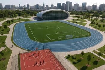 Bakü merkezindeki açık saha tesislerinin kuşbakışı görünümü