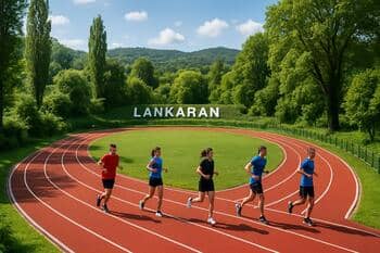 Lenkeran kıyısında koşu yolu ve antrenman noktası