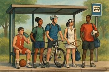 Otobüs durağından spor tesisine yürüyüş yolu