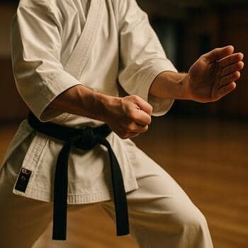 Karatede kata sırasında el pozisyonunun yakın planı