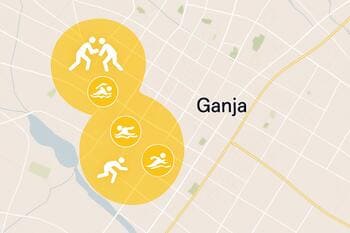 Gence kentinde spor merkezlerinin dağılımını gösteren harita parçası