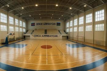 Gence kapalı spor salonlarının çatı üstü perspektifi