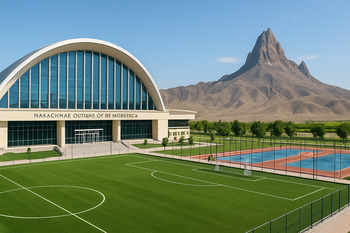 Nahçıvan spor parkında açık hava sahalarının panoraması