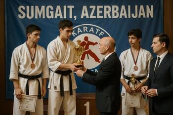 Sumgayıt karate grubunun antrenman sonrası sevince boğulduğu an