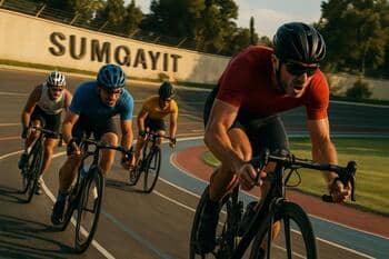 Sumgayıt pistinde koşu serisine hazırlanan atletler